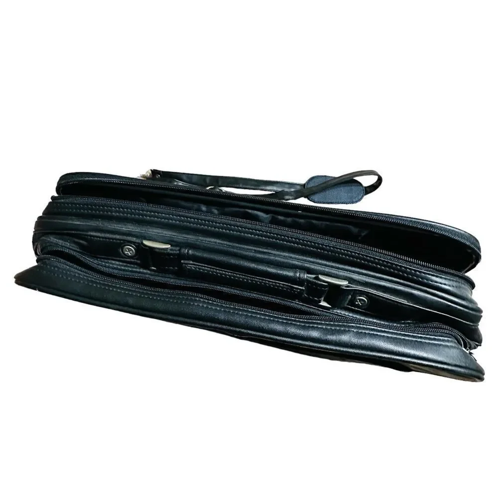 Pierre Cardin Black Leather Look Laptop Bag / brief case
